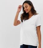 Asos Design Maternity Nursing V-neck T-shirt In White - White