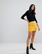 Only Faux Leather Mini Skirt - Yellow