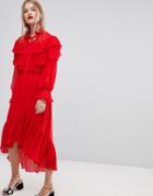 Y.a.s Dress With Ruffle Detail - Red