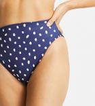 Asos Design Petite Mix And Match High Leg High Waist Bikini Bottom In Navy Polka Dot Spot-multi