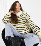 Topshop Petite Yellow And White Stripe Knit Sweater-multi