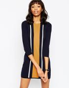 Asos A Line Dress In Knit With Vertical Stripe Detail - Multi