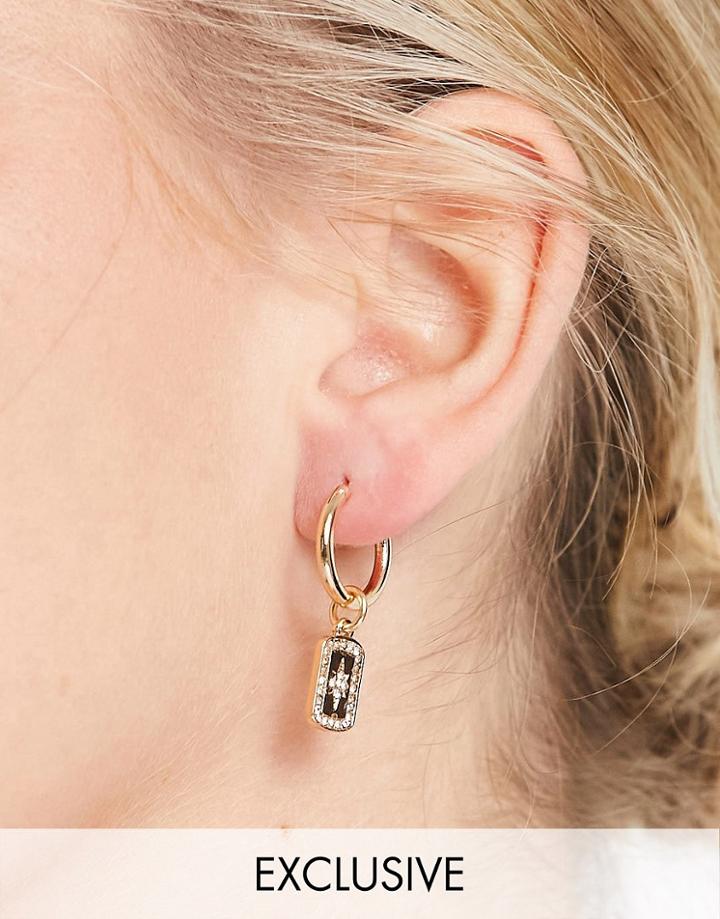 Reclaimed Vintage Inspired Hoop Earrings With Tag Star Detail In Gold