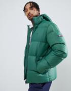 Tommy Jeans Down Puffer Jacket Detachable Hood In Green - Green