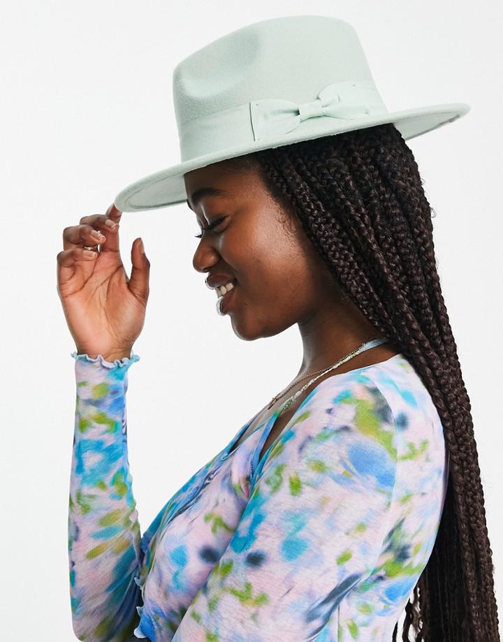 My Accessories London Fedora Hat In Light Green
