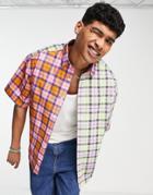 Asos Design Boxy Oversized Shirt In Bright Patchwork Check-multi