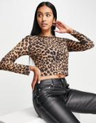 Lola May Mesh Top In Leopard Print-brown