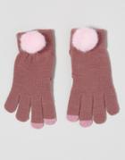 7x Faux Fur Smart Touch Gloves - Pink