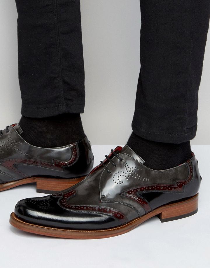 Jeffery West Corleone Leather Derby Brogues - Black