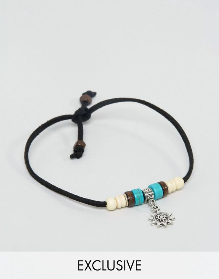 Reclaimed Vintage Sun Charm Anklet - Black