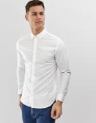 Jack & Jones Essentials Slim Fit Linen Mix Shirt In White - White