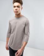 Asos Oversized 3/4 Sleeve T-shirt - Beige