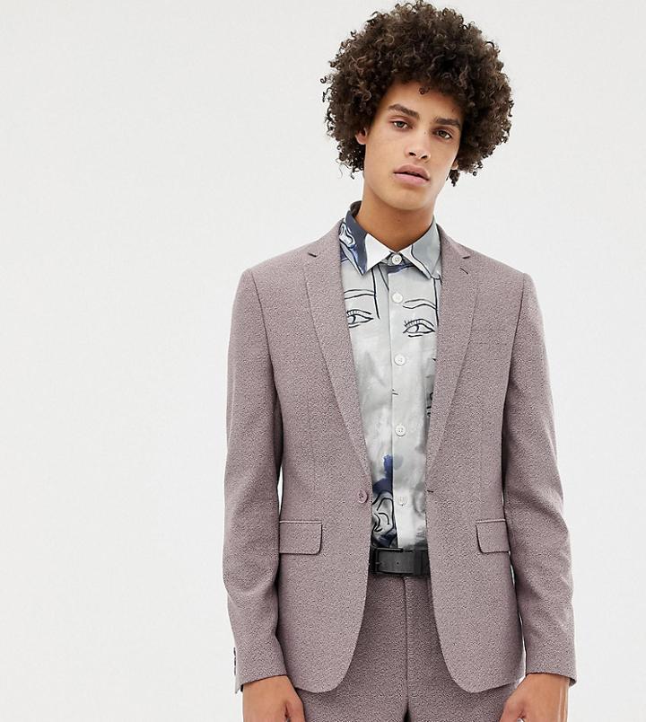 Noak Skinny Suit Jacket In Dusty Pink Marl - Pink