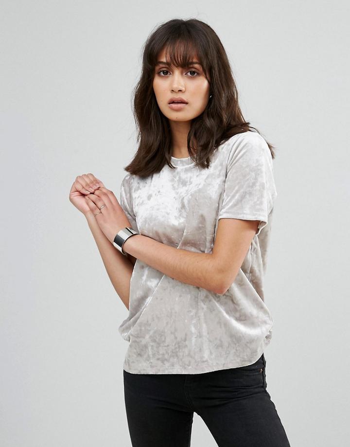 Pieces Edith Velvet Top - Silver