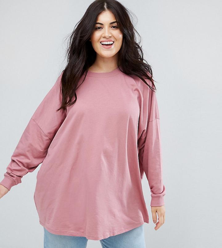Asos Curve Super Oversized Lightweight Sweat - Purple