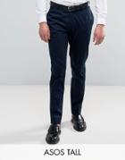 Asos Tall Skinny Smart Chinos In Navy - Navy