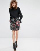 Essentiel Antwerp Malabile Tapestry A-line Mini Skirt - Black