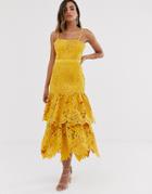 Forever U Premium Cami Crochet Lace Dress In Yellow