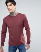 Farah Gloor Slim Fit Long Sleeve Twisted Yarn Marl T-shirt Burgundy - Red