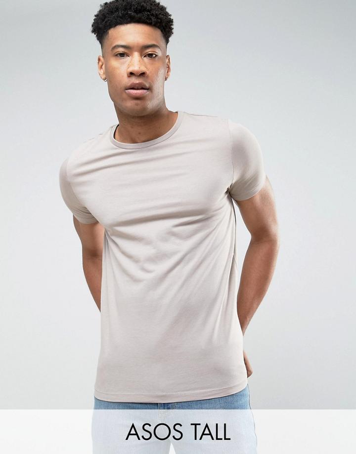 Asos Tall T-shirt With Crew Neck In Beige - Beige