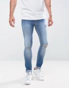 Loyalty And Faith Siret Super Skinny Jeans With Ripped Knees In Light Wash - Blue