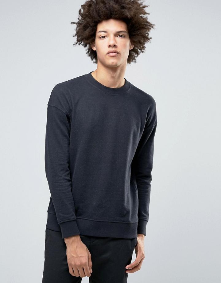 Selected Homme Dropped Shoulder Brushed Sweat - Black
