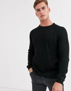 Asos Design Knitted Fisherman Rib Sweater In Black