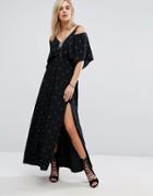 Chandelier Star Print Maxi Dress - Black