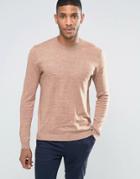 Asos Crew Neck Sweater In Beige Twist Cotton - Beige