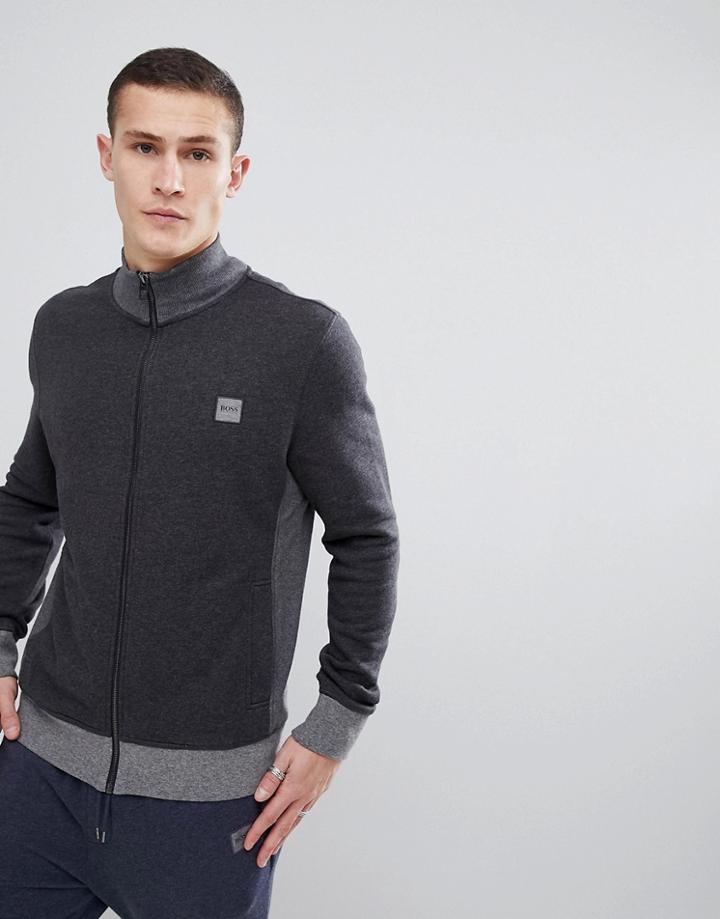 Boss Contrast Zip Through Sweat In Gray - Gray