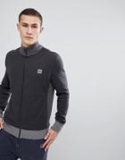 Boss Contrast Zip Through Sweat In Gray - Gray