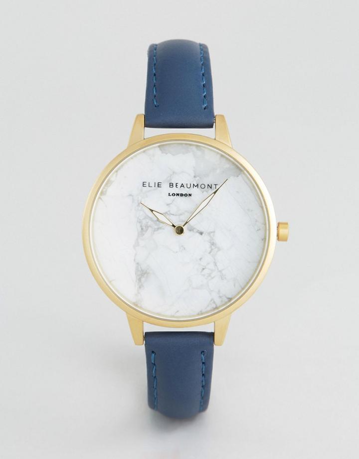Elie Beaumont Blue Watch With Marble Dial - Navy