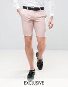 Noose & Monkey Skinny Smart Shorts With Contrast - Pink