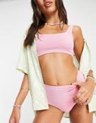 & Other Stories Textured Bikini Top In Pink