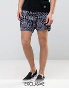 Reclaimed Vintage Inspired Shorts In Paisley Print - Navy