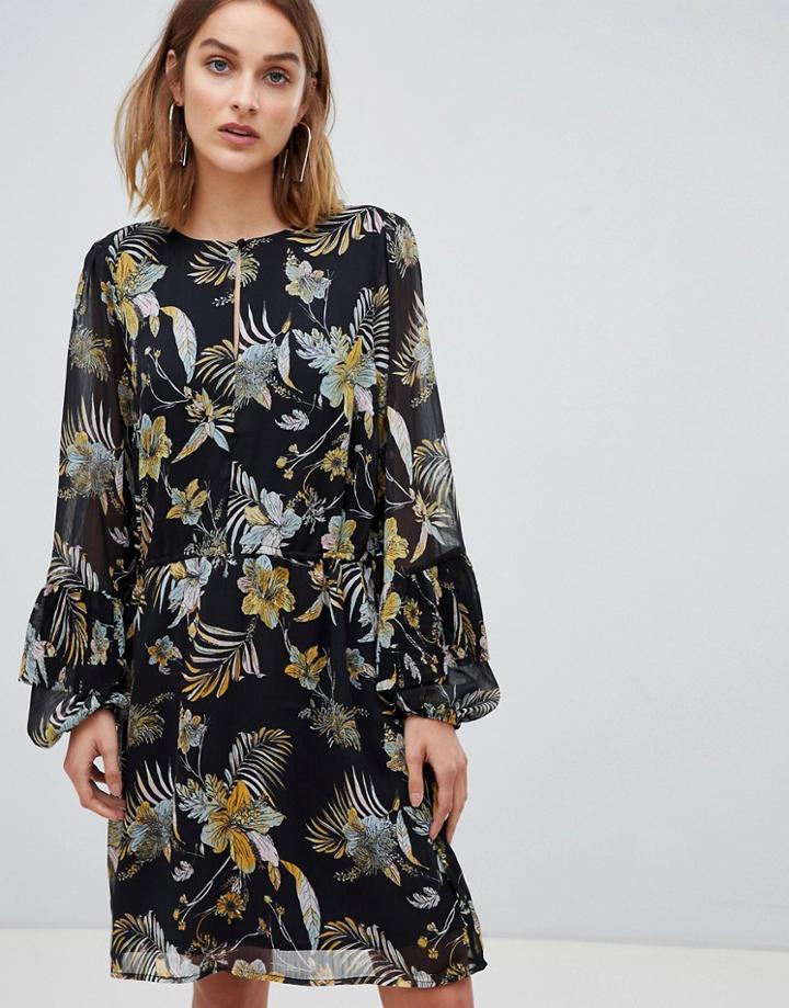 Gestuz Maui Floral Print Dress - Black