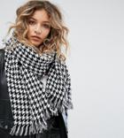 Reclaimed Vintage Inspired Houndstooth Oversized Scarf - White