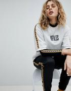 Vfiles Logo T-shirt In Gray With Taping