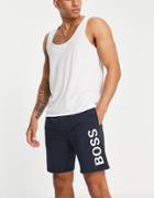 Boss Bodywear Identity Vertical Contrast Logo Shorts In Navy