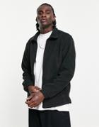 Jack & Jones Originals Oversized Track Top In Black Teddy Fleece