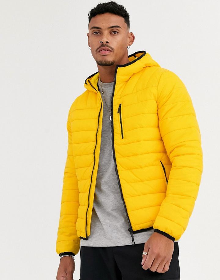 Bershka Puffer Jacket In Yellow