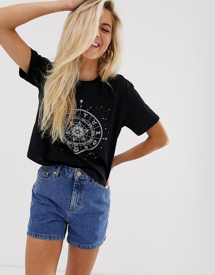 New Look Celestial Print Tee In Black