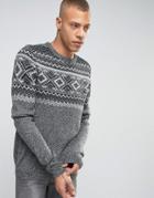 Produkt Knitted Sweater With Fairisle Detail - Gray