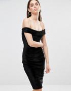 Club L Bardot Velvet Midi Dress - Black