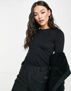 Asos 4505 Ski Base Layer Long Sleeve Top In Cable Knit-black