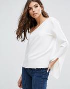 Asos Minimal Assymetric Top With Split Sleeve - White