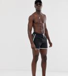 Asos Design Tall Runner Swim Shorts In Black With Contrast White Binding - Black