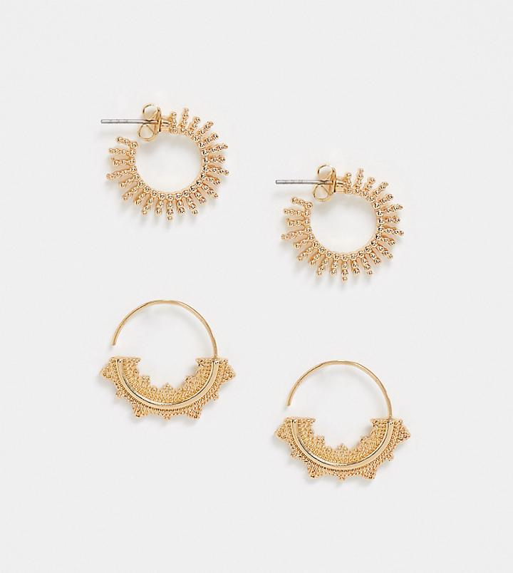 Pieces 2-pack Ornate Mini Hoops In Gold