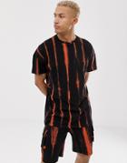 Liquor N Poker Stripe Tie Die T-shirt In Orange - Black