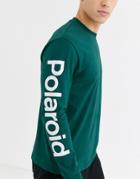 Asos Design Polaroid Relaxed Long Sleeve T-shirt With Chest And Sleeve Print-green
